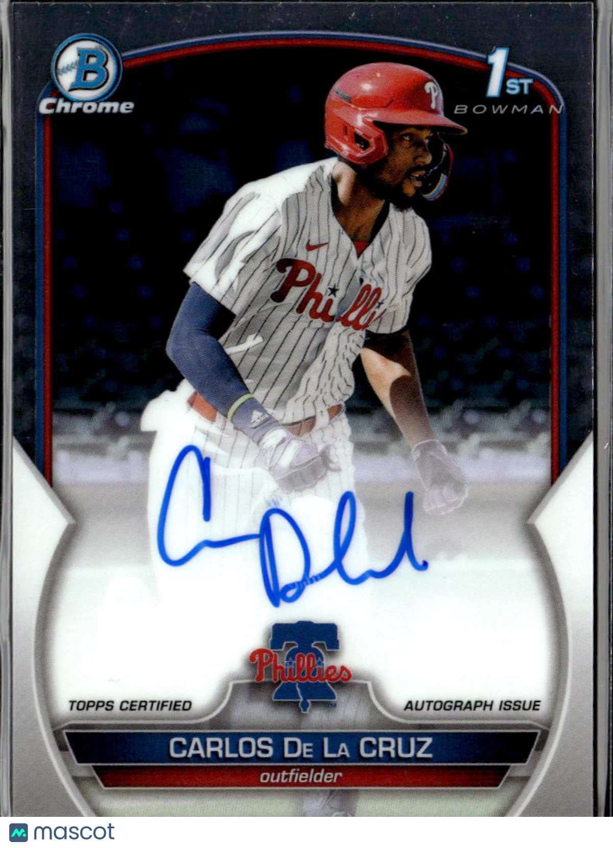 Carlos De La Cruz 2023 Bowman Chrome 1st Auto Autograph Philadelphia Phillies