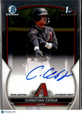 Christian Cerda 2023 Bowman Chrome 1st Auto Autograph Arizona Diamondbacks