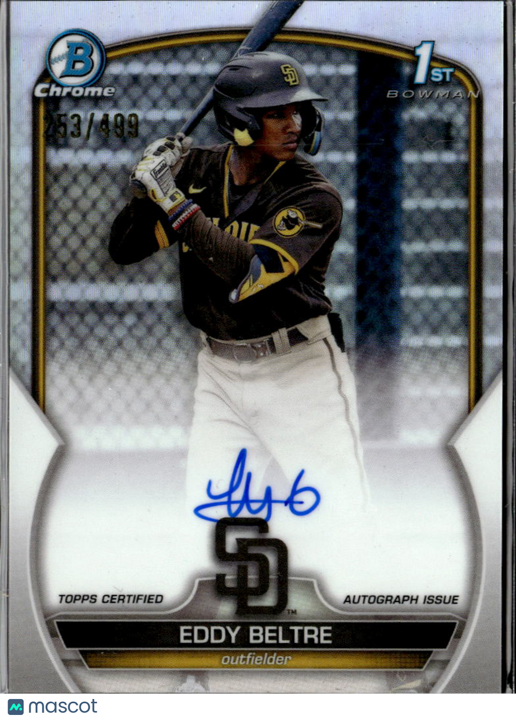 Eddy Beltre 2023 Bowman Chrome 1st Auto Autograph /499 San Diego Padres