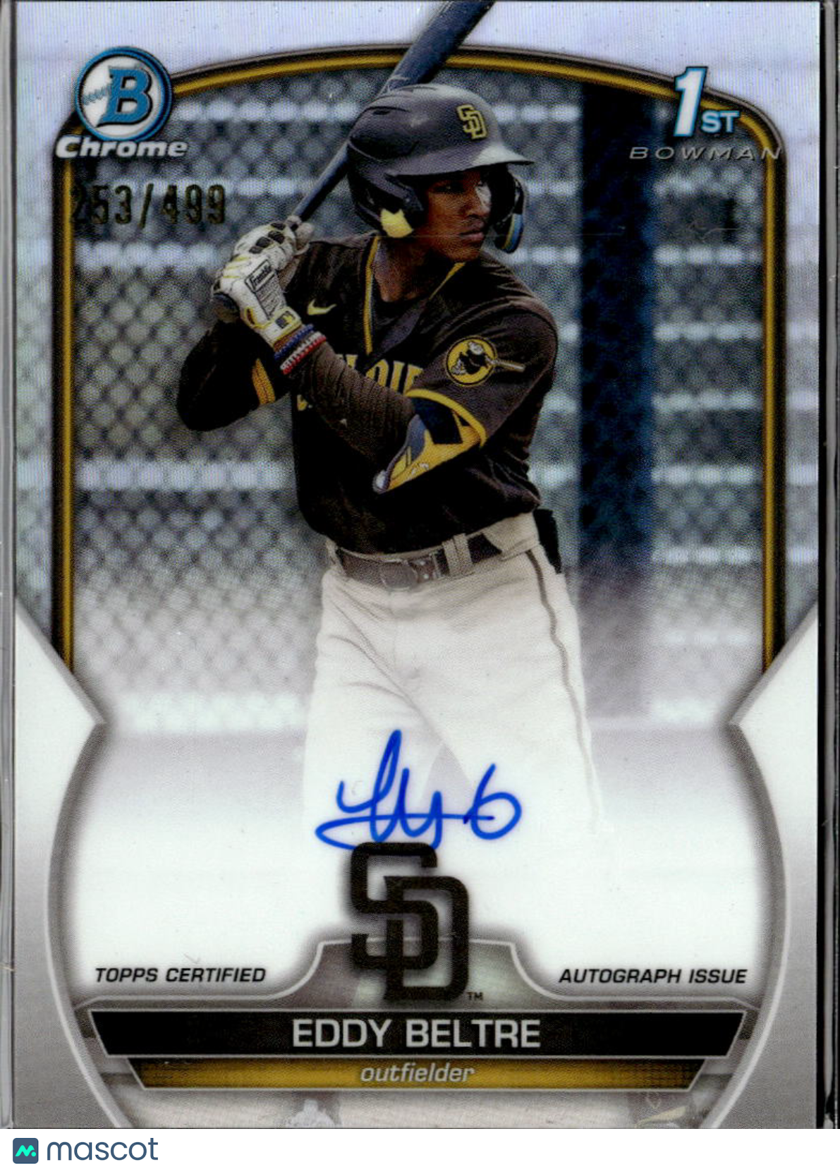 Eddy Beltre 2023 Bowman Chrome 1st Auto Autograph /499 San Diego Padres