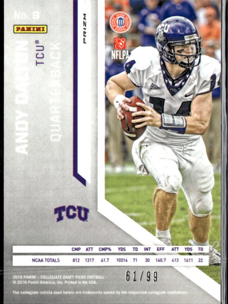 Andy Dalton 2016 Prizm Draft Picks Purple Prizm 61/99 TCU Horned Frogs