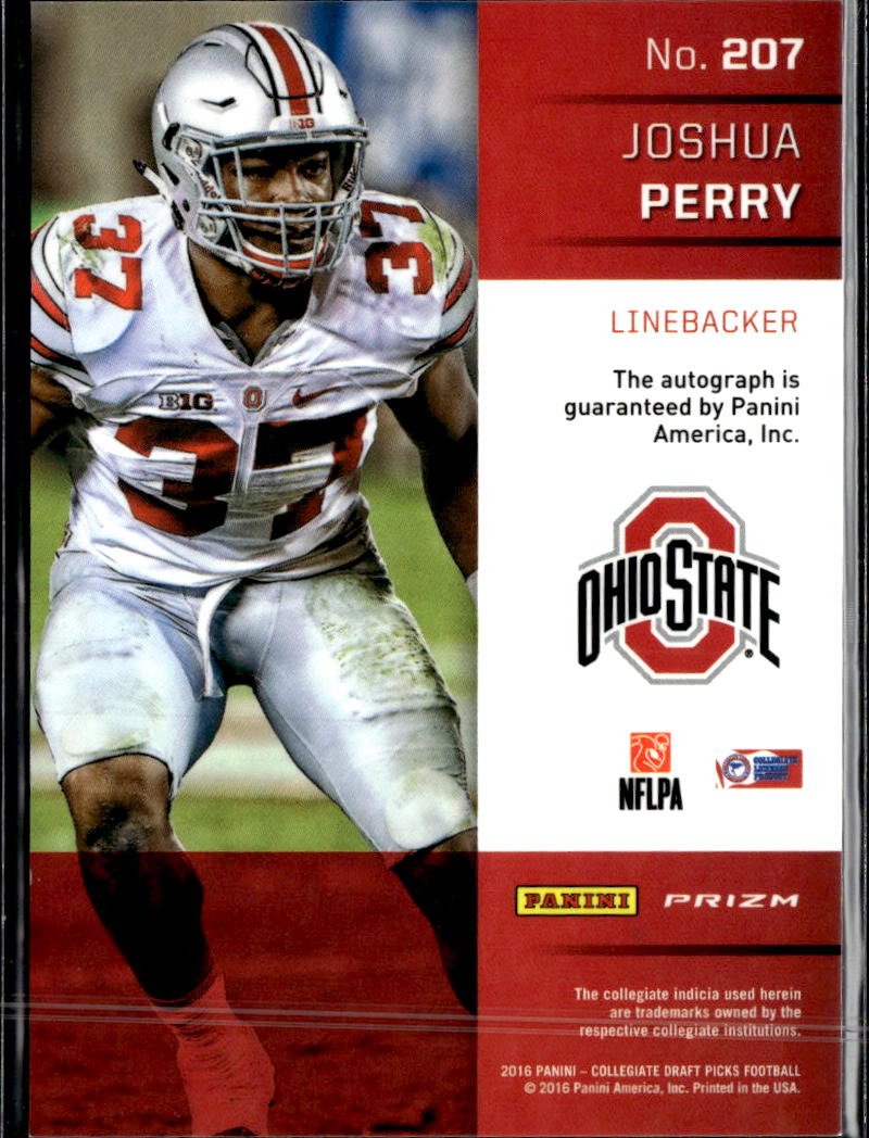 Joshua Perry 2016 Prizm Draft Picks Auto Autograph RC Ohio State Buckeyes