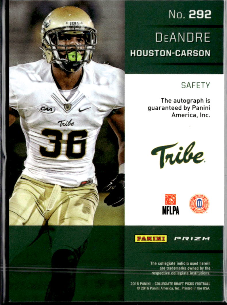 DeAndre Houston-Carson 2016 Prizm Draft Picks Auto Autograph RC William & Mary