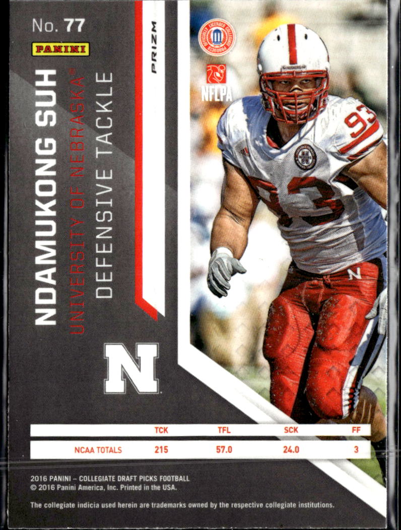 Ndamukong Suh 2016 Prizm Draft Picks Silver Prizm Nebraska Cornhuskers