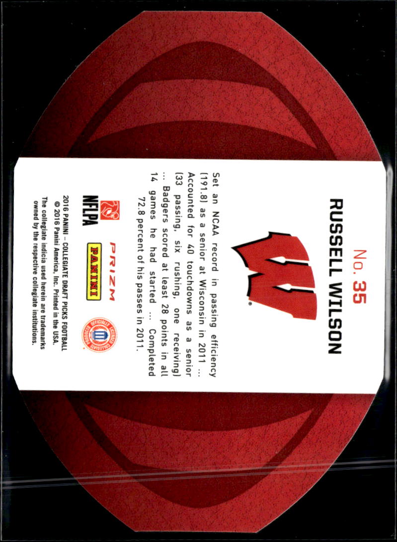 Russell Wilson 2016 Prizm Draft Picks Football Die-Cut Wisconsin Badgers