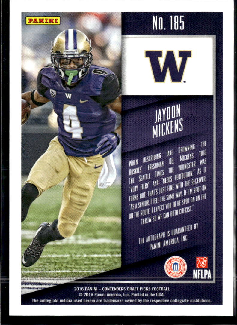 Jaydon Mickens 2016 Contenders Auto Autograph RC Washington Huskies