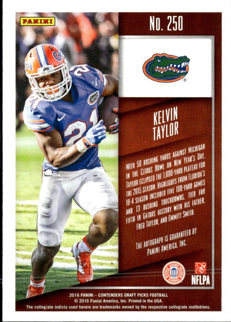 Kelvin Taylor 2016 Contenders Auto Autograph RC Florida Gators