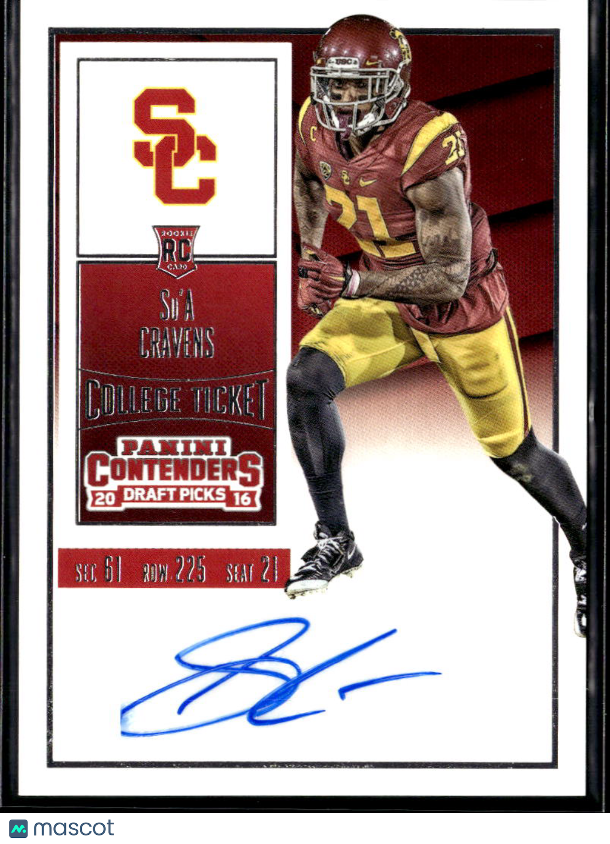 Su'a Cravens 2016 Contenders Auto Autograph RC USC Trojans