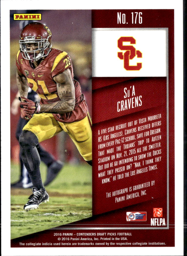 Su'a Cravens 2016 Contenders Auto Autograph RC USC Trojans