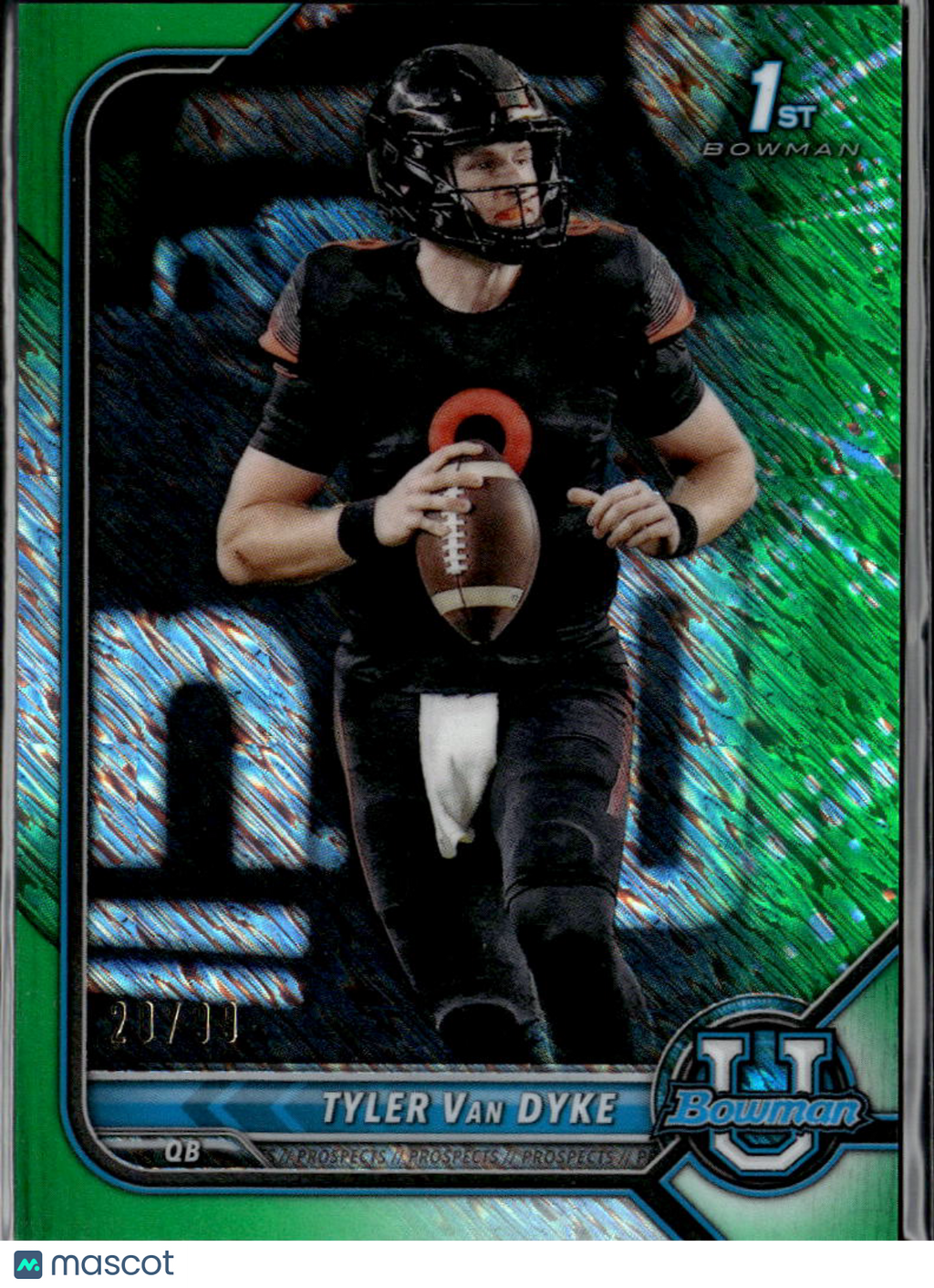 Tyler Van Dyke 2022 Bowman Chrome 1st Green Shimmer 20/99 Miami Hurricanes