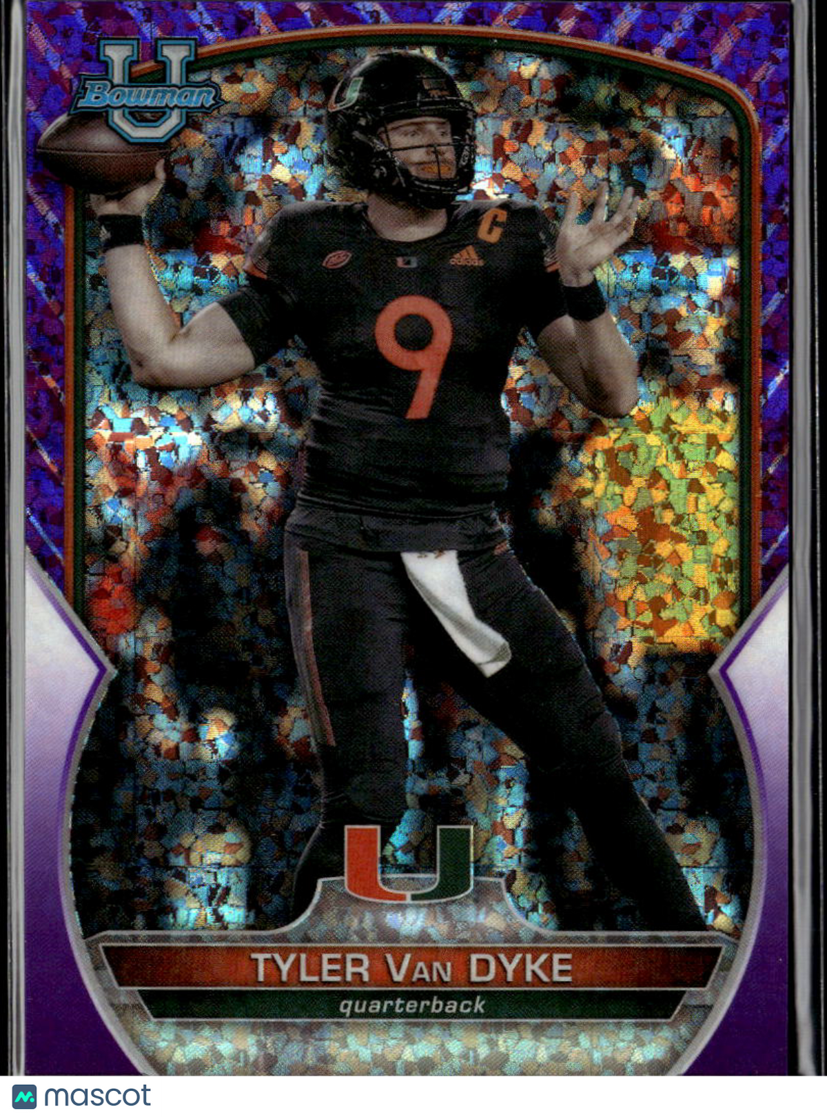 Tyler Van Dyke 2022 Bowman Chrome Purple Shimmer /399 Miami Hurricanes