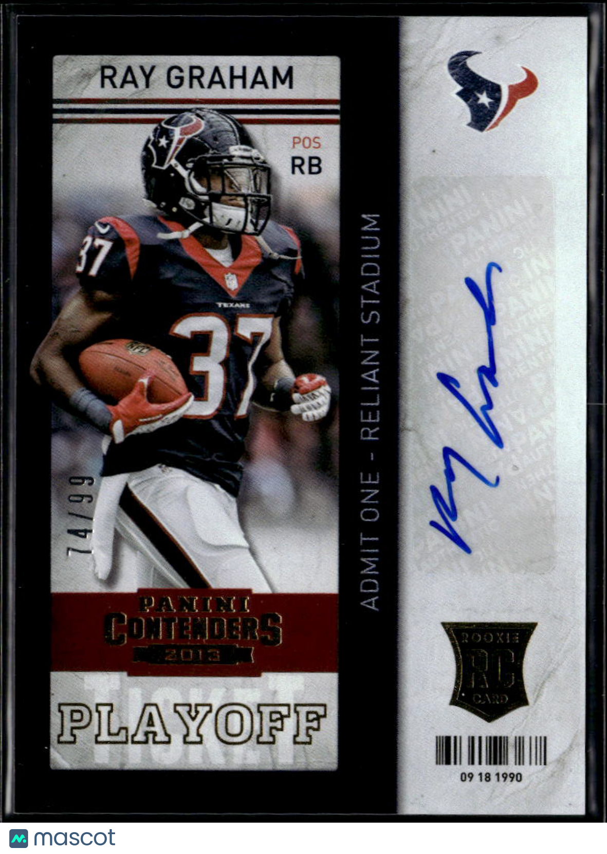 Ray Graham 2013 Contenders Auto Autograph RC /99 Houston Texans