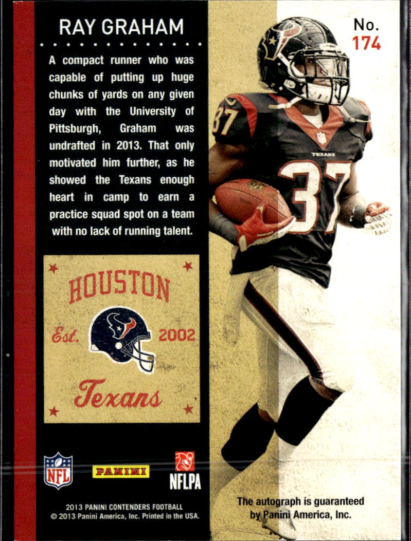 Ray Graham 2013 Contenders Auto Autograph RC /99 Houston Texans