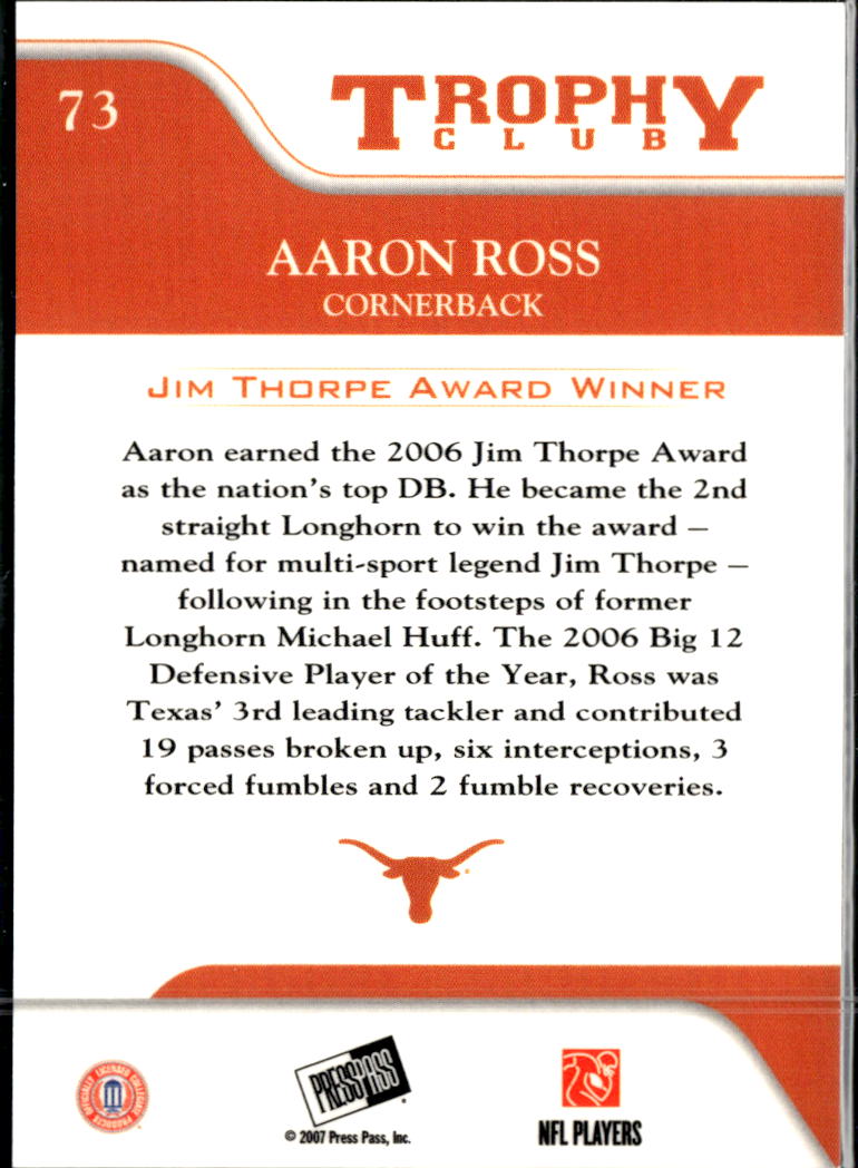 Aaron Ross 2007 Press Pass Reflectors Rookie RC /500 Texas Longhorns
