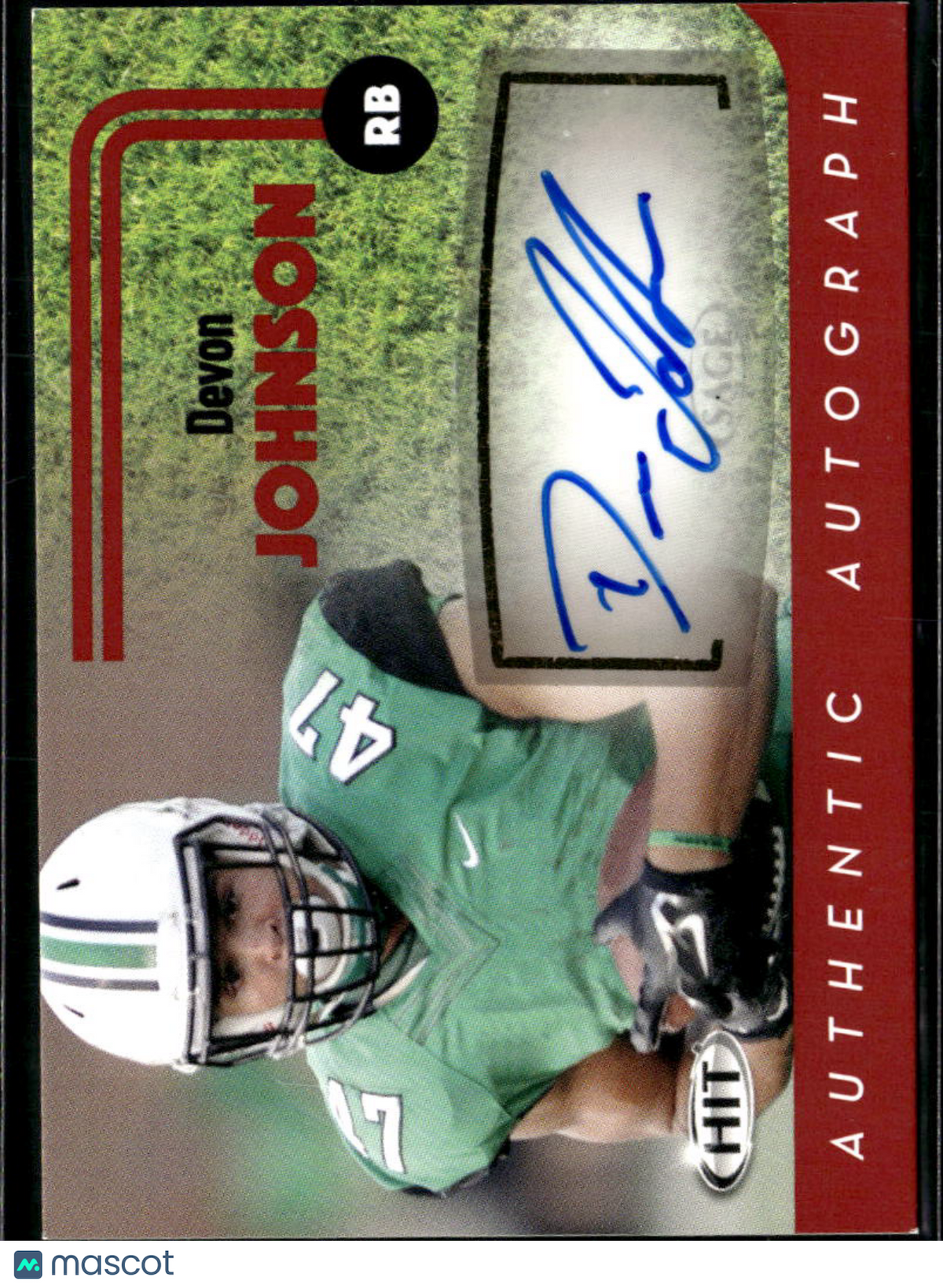 Devon Johnson 2016 SAGE HIT Auto Autograph RC Marshall Thundering Herd
