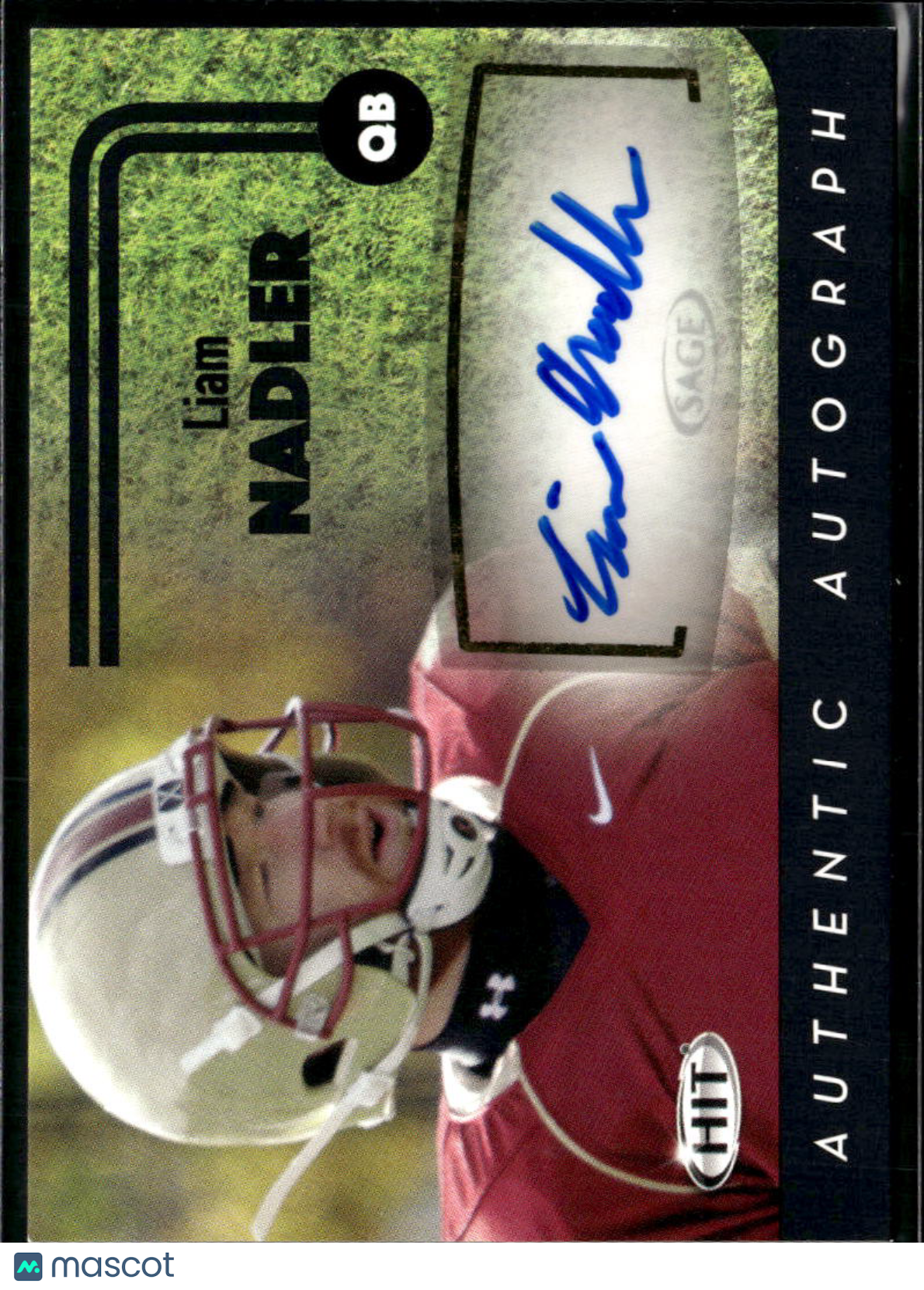 Liam Nadler 2016 SAGE HIT Auto Autograph RC Boston College