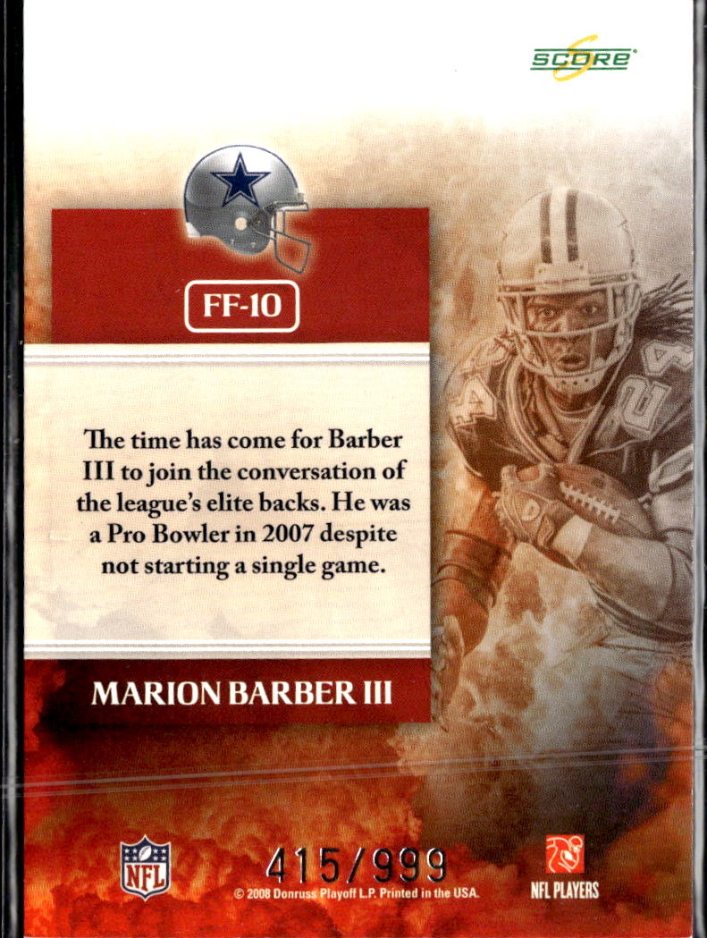 Marion Barber III 2008 Score Select Future Franchise 415/999 Dallas Cowboys