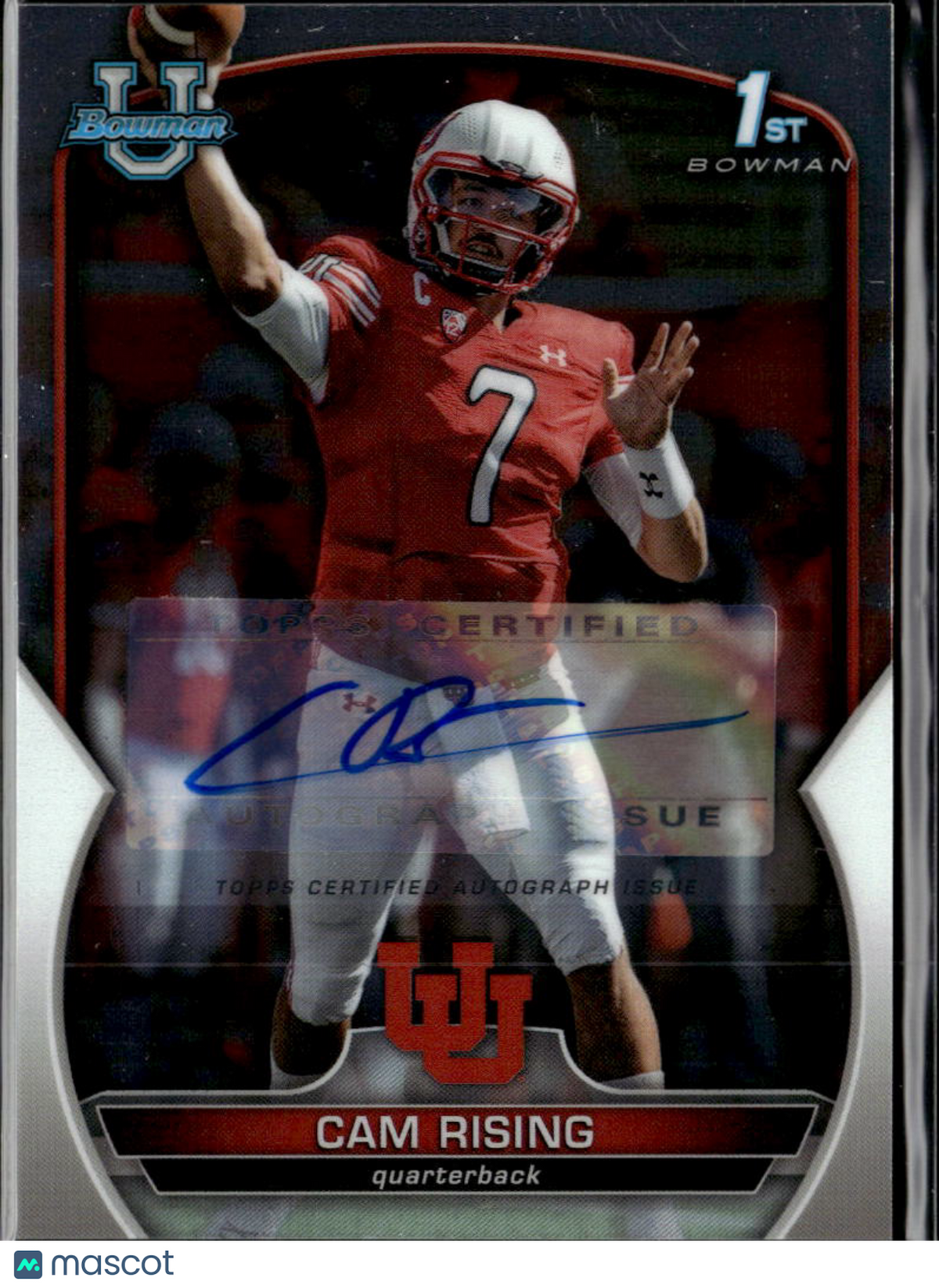Cam Rising 2022 Bowman University 1st Auto Autograph Utah Utes