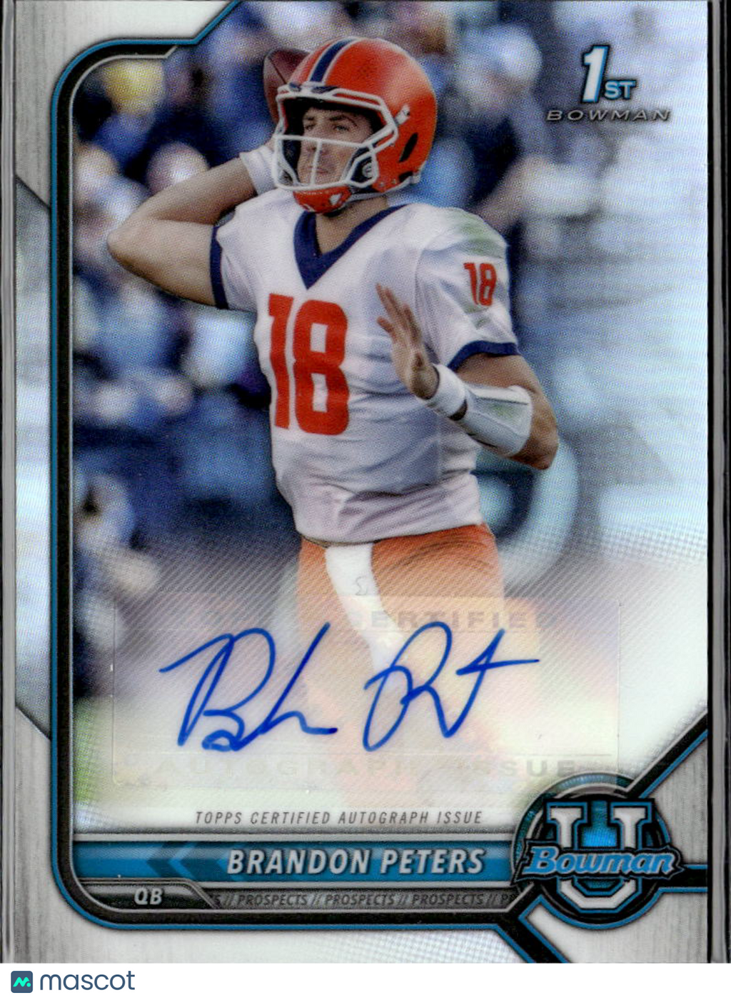 Brandon Peters 2022 Bowman Chrome 1st Autograph Auto Illinois Fighting Illini