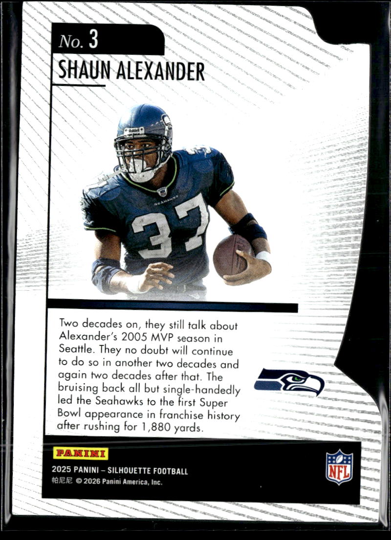 Shaun Alexander 2025 Silhouette Hand Crafted Seattle Seahawks