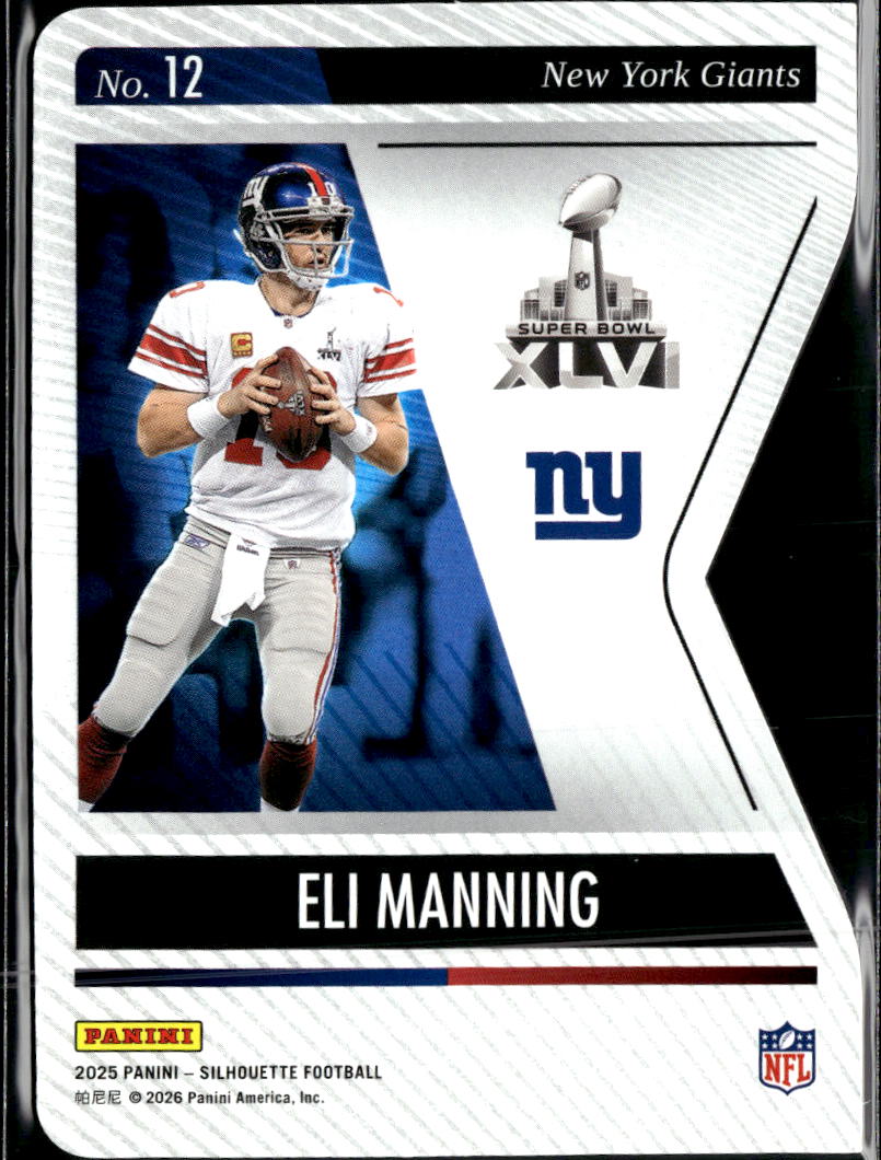 Eli Manning 2025 Silhouette Super Bowl Die-Cut New York Giants
