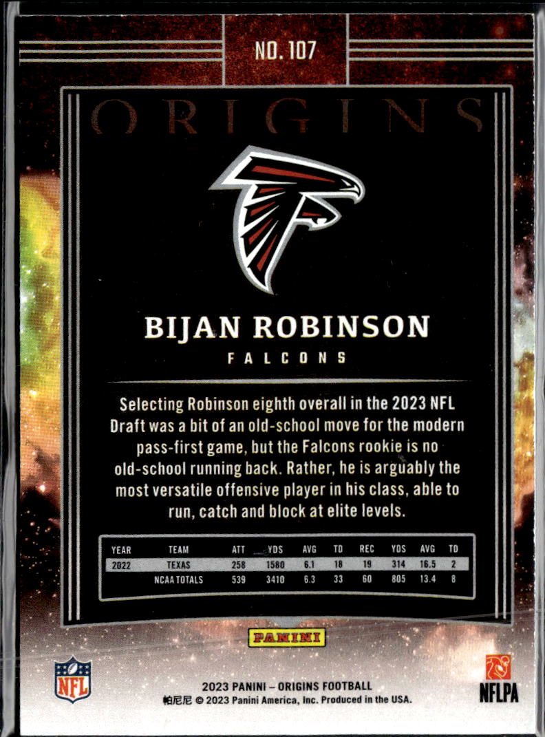 Bijan Robinson 2022 Origins Rookie RC Atlanta Falcons