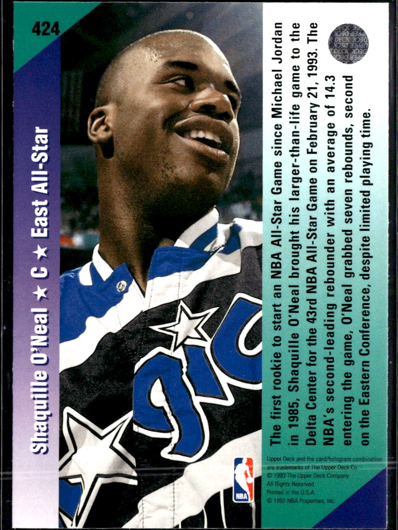 Shaquille O'Neal 1992-93 Upper Deck Rookie RC #424 Orlando Magic