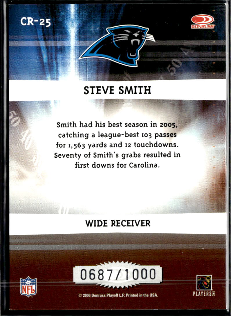 Steve Smith 2006 Donruss Elite Chain Reaction 0687/1000 Carolina Panthers