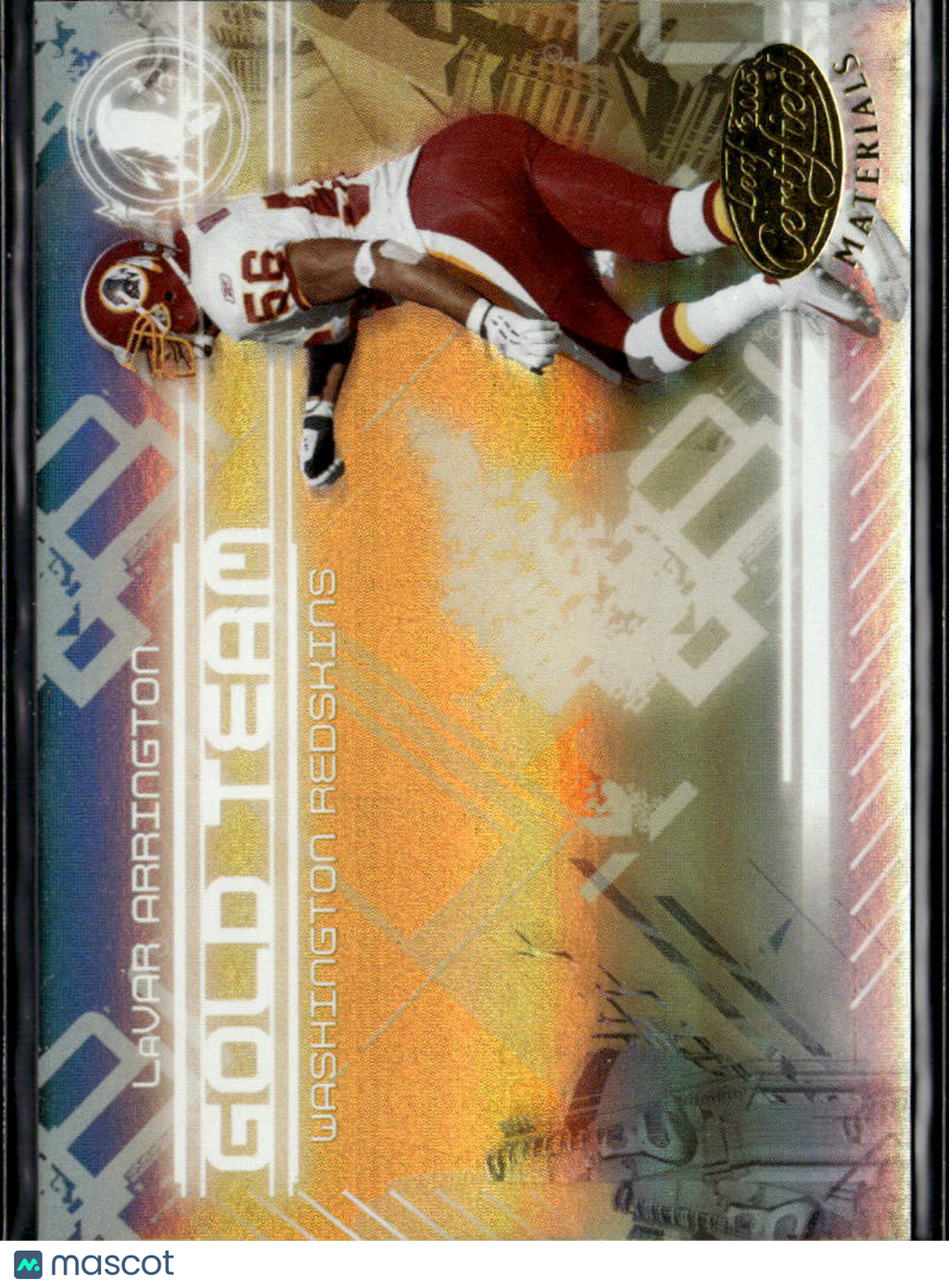 LaVar Arrington 2005 Leaf Certified Materials Gold Team /500 Washington Redskins