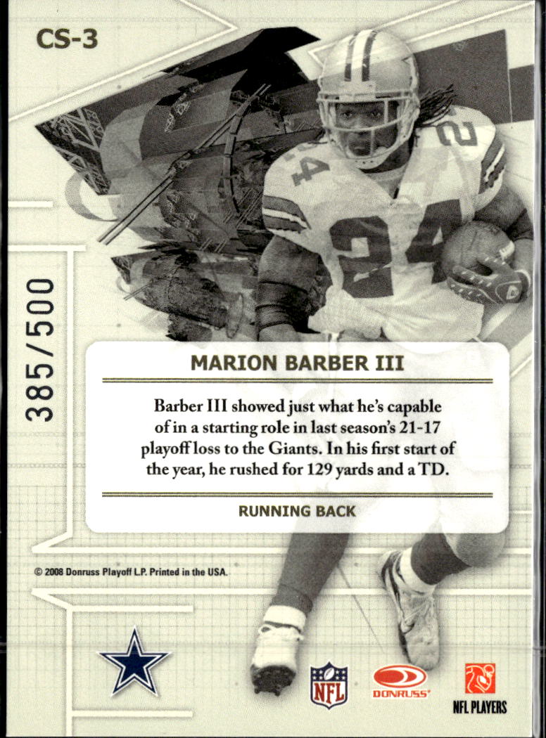 Marion Barber III 2008 Leaf Certified Materials /500 Dallas Cowboys