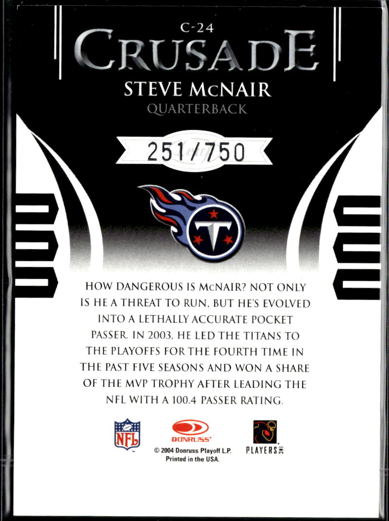Steve McNair 2004 Leaf Rookies & Stars Crusade Green /750 Tennessee Titans