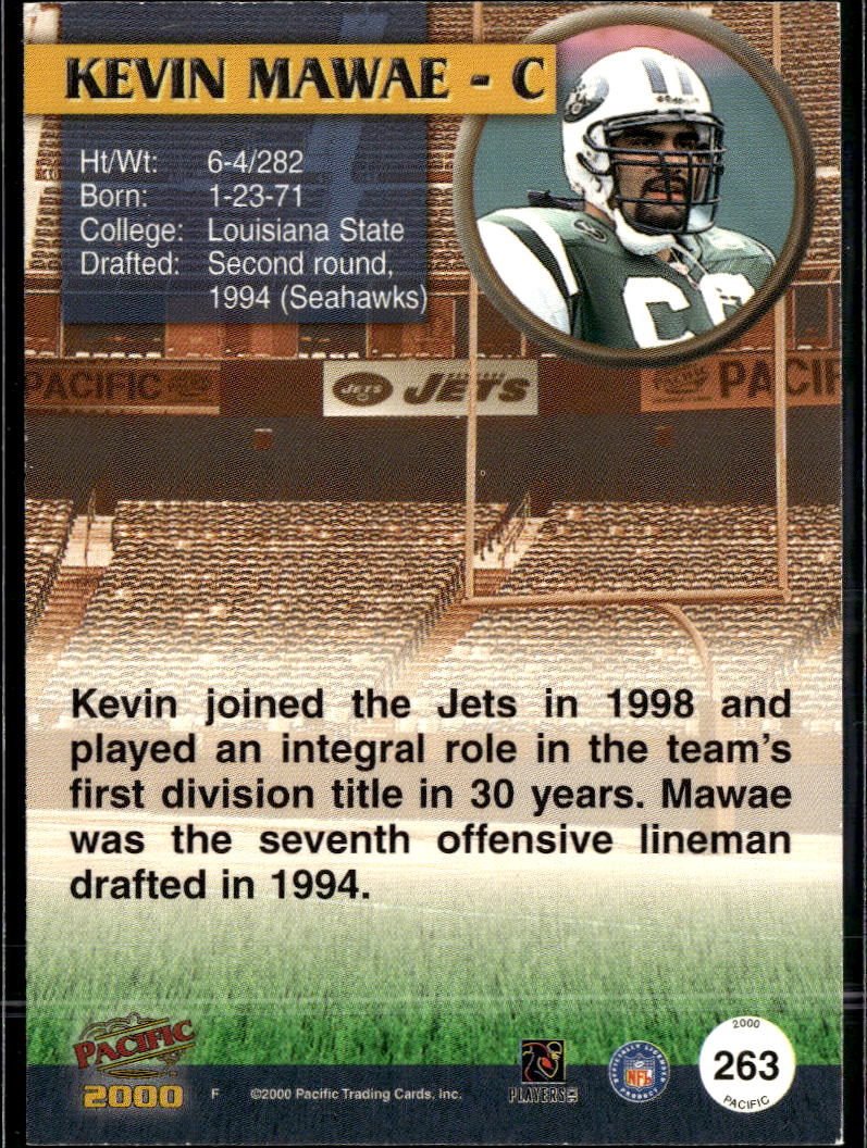 Kevin Mawae 2000 Pacific Serial Number /199 New York Jets