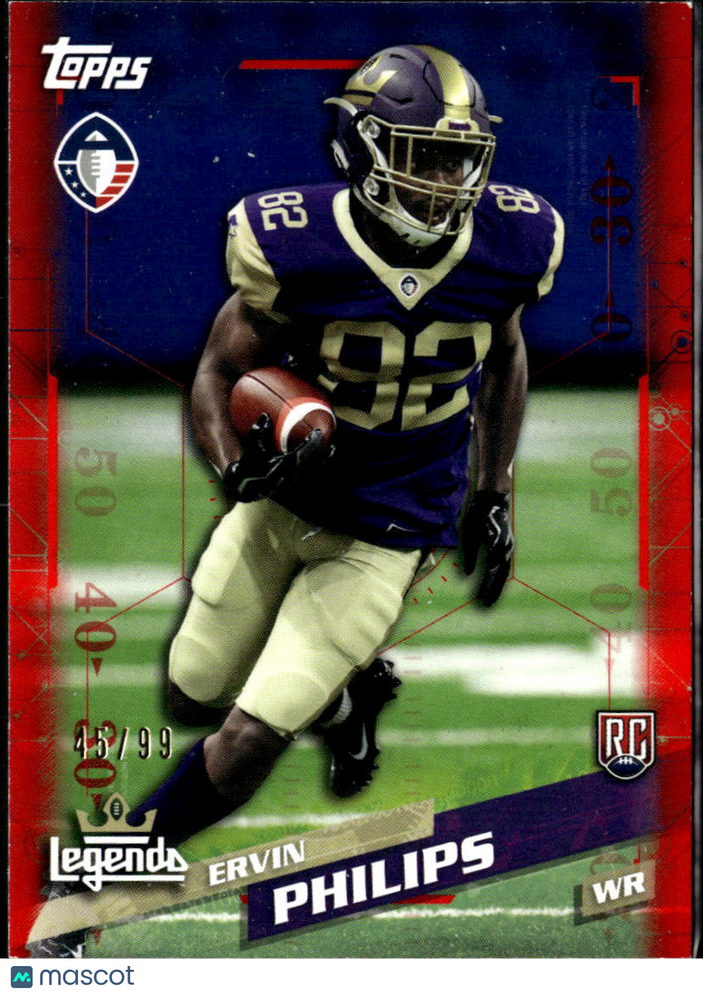 Ervin Philips 2019 Topps Alliance of American RC Red /99 Atlanta Legends