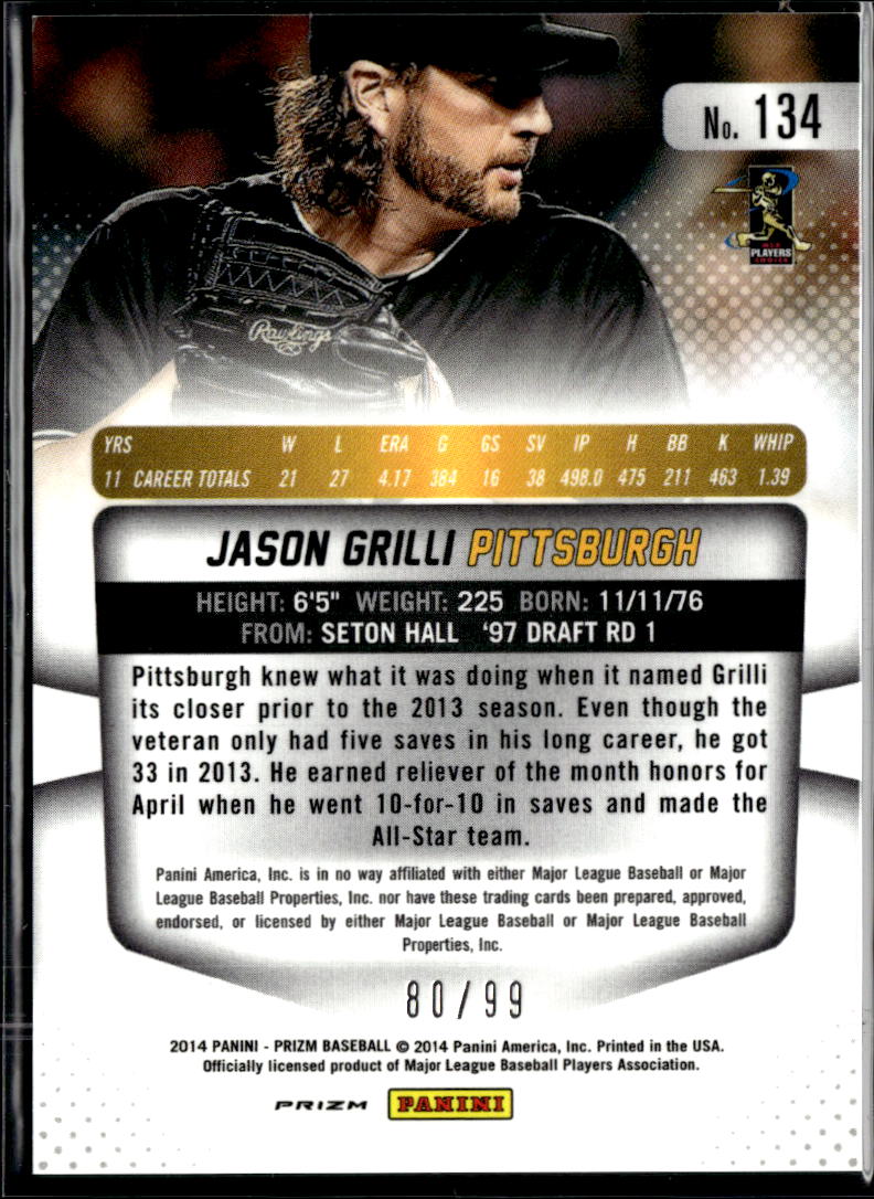 Jason Grilli 2014 Panini Prizm Purple Prizm /99 Pittsburgh Pirates