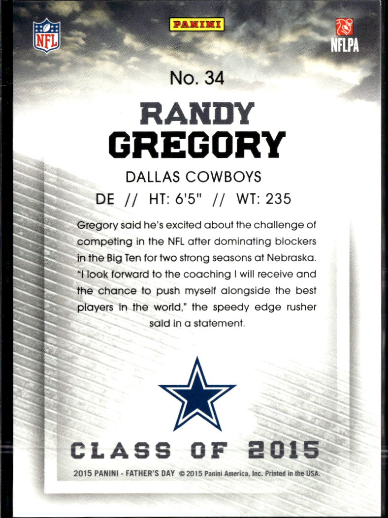 Randy Gregory 2015 Panini Father's Day RC /599 Dallas Cowboys