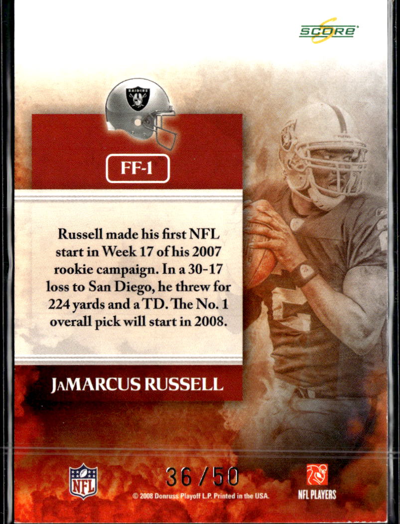 JaMarcus Russell 2008 Score Select Gold Zone /50 Oakland Raiders