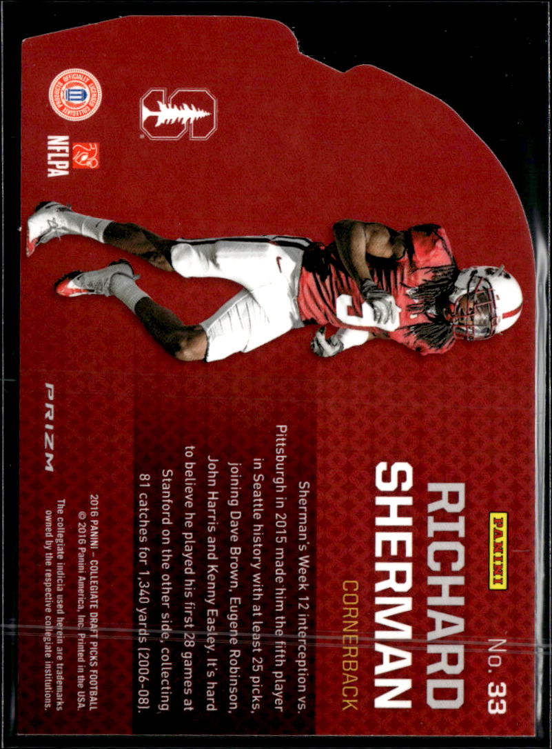Richard Sherman 2016 Prizm Draft Picks Die-Cut Stanford Cardinal