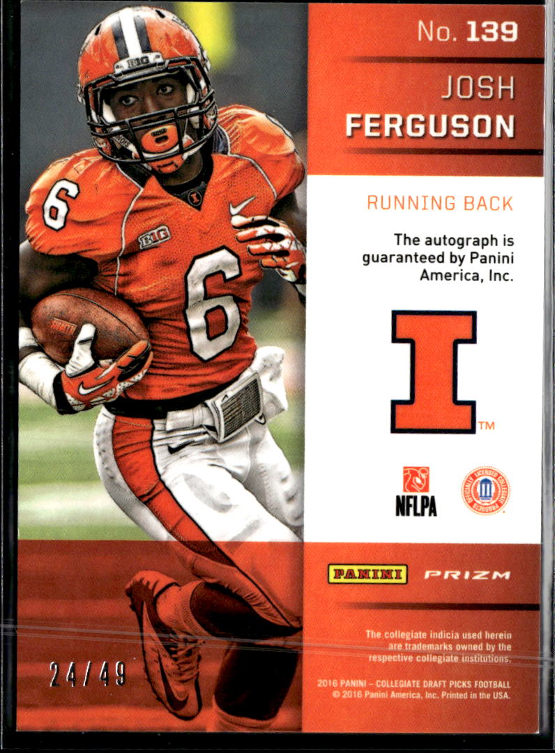 Josh Ferguson 2016 Prizm Draft Tie Dye Auto Autograph RC /49 Illinois