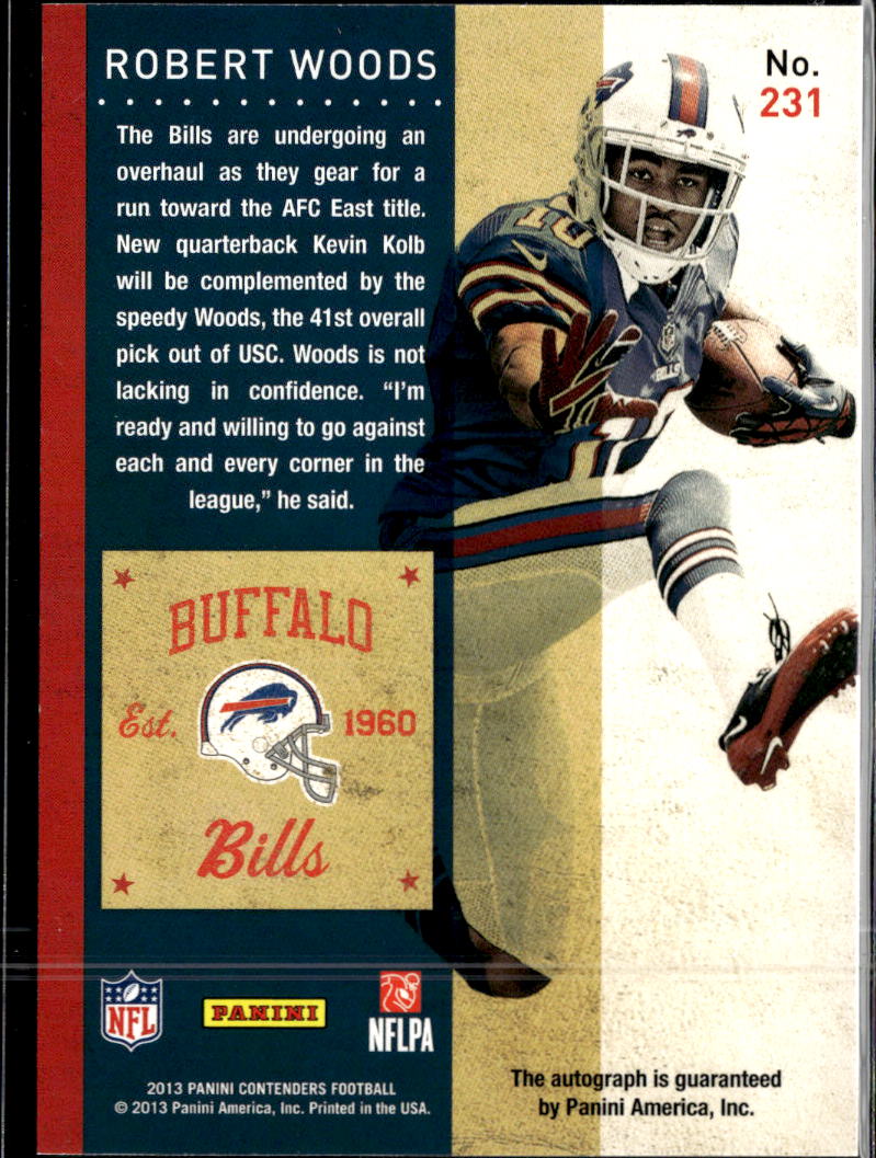 Robert Woods 2013 Contenders Auto Autograph RC Buffalo Bills