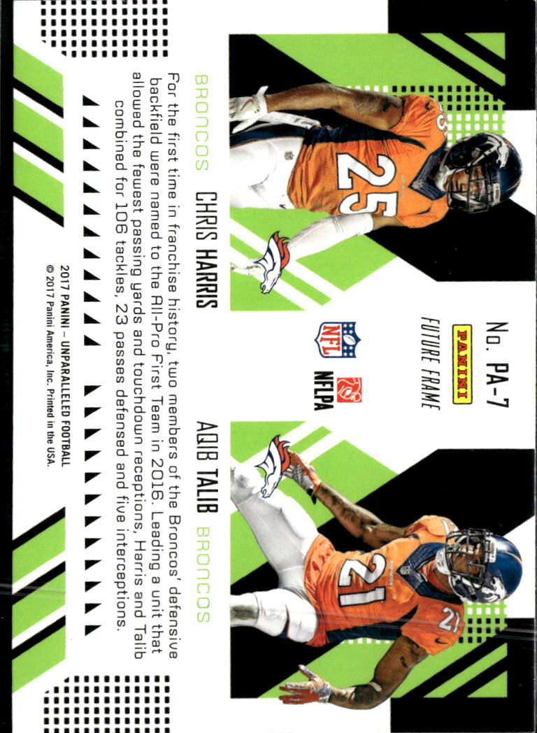 Chris Harris Aqib Talib 2017 Unparalleled Perfect Pairs Denver Broncos