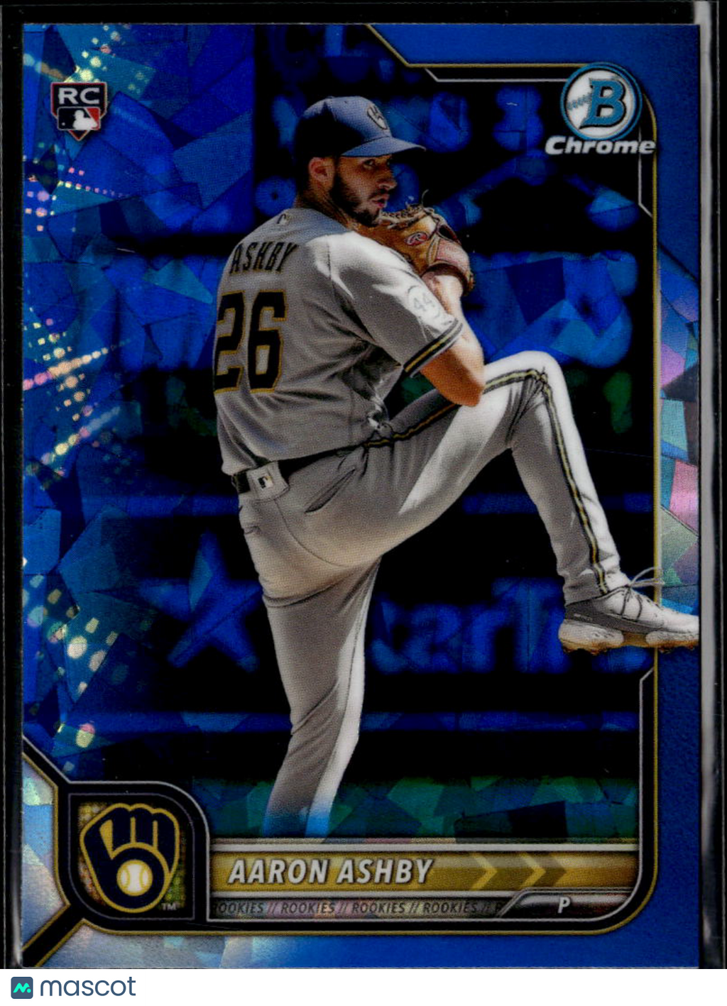 Aaron Ashby 2022 Bowman Chrome RC Sapphire Milwaukee Brewers