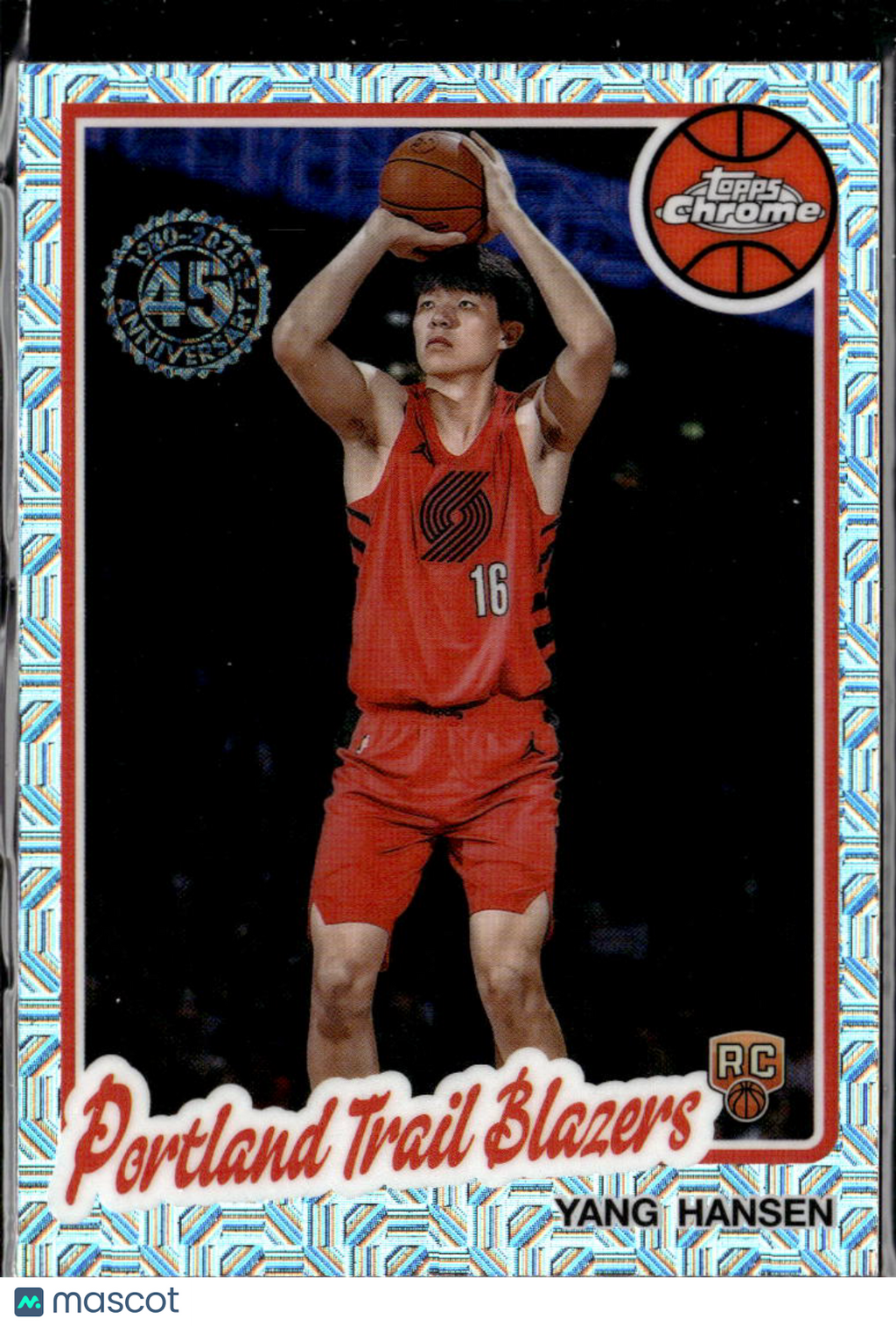Yang Hansen 2025 Topps Chrome '80 Silver Pack Rookie RC Portland Trail Blazers