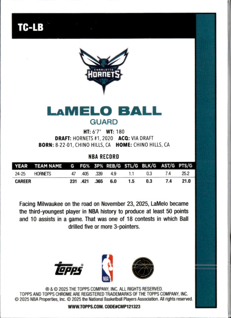 LaMelo Ball 2025 Topps Chrome '80 Silver Pack Charlotte Hornets