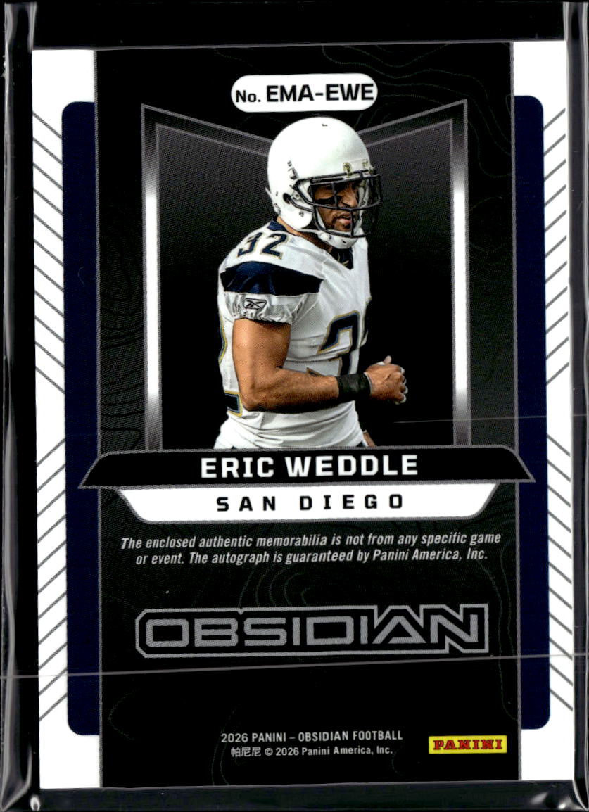 Eric Weddle 2026 Obsidian Auto Autograph Patch San Diego Chargers