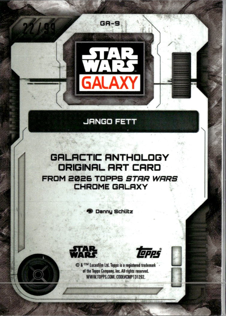 Jango Fett 2026 Topps Star Wars Chrome Galaxy Wave Refractor 22/99 #GA-9