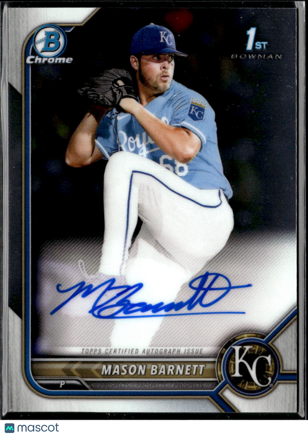 Mason Barnett 2022 Bowman Chrome 1st Auto Autograph Kansas City Royals