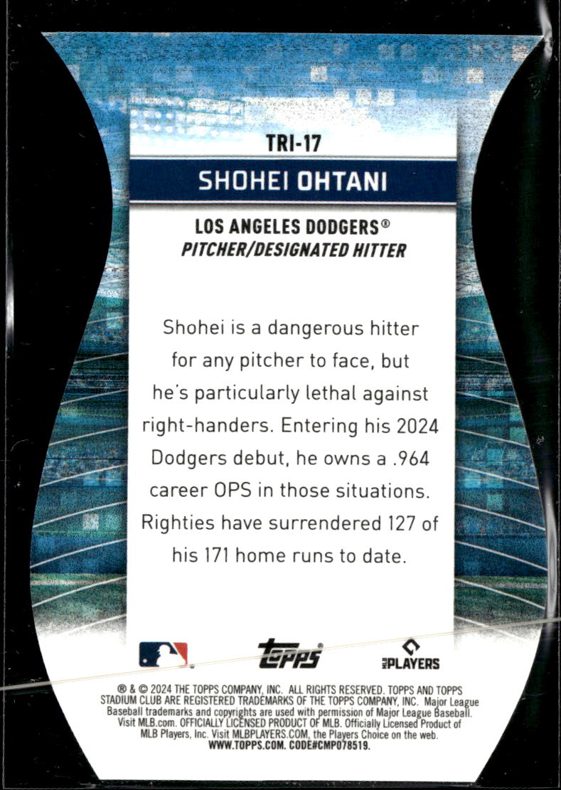 Shohei Ohtani 2024 Topps Stadium Club Triumvirates Die-Cut Los Angeles Dodgers