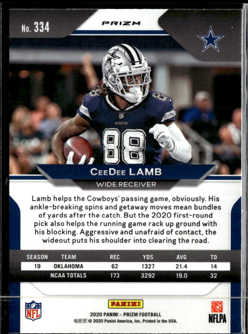 CeeDee Lamb 2020 Prizm Green Prizm Rookie RC Dallas Cowboys
