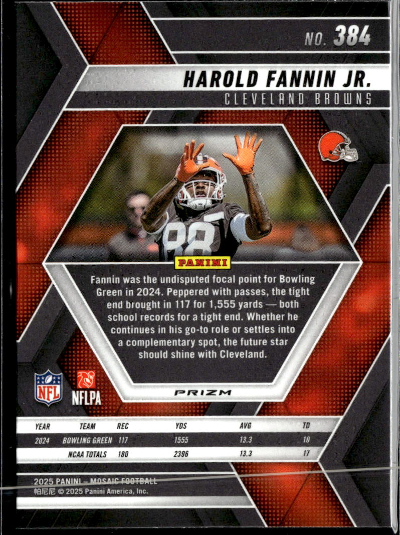 Harold Fannin Jr. 2025 Mosaic Genesis Prizm Rookie RC SSP Cleveland Browns