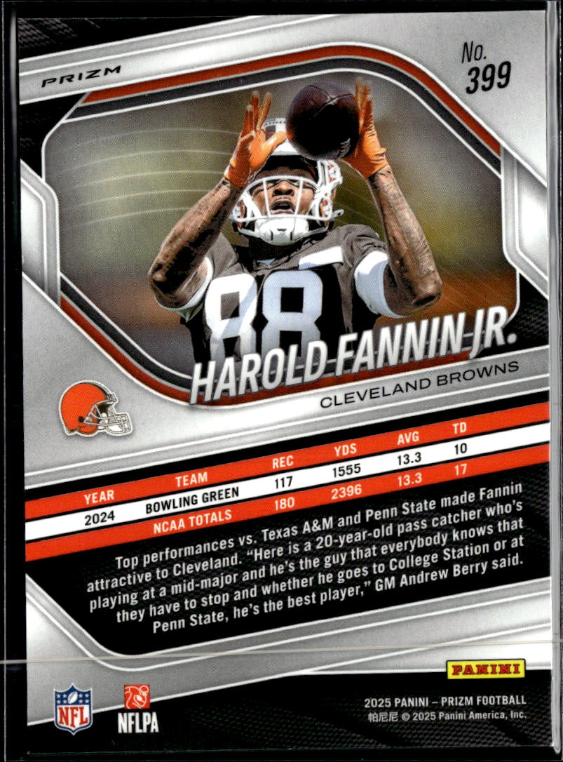 Harold Fannin Jr. 2025 Prizm Blue Checkerboard RC SSP Cleveland Browns
